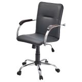 Кресло оператора Фабрикант "Самба G", DO, №350, CH кожзам черный, хром/бук, мех-м качания, BOX1