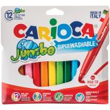Фломастеры Carioca "Jumbo", 12цв., утолщенные, смываемые, картон, европодвес Фломастеры Carioca "Jumbo", 12цв., утолщенные, смываемые, картон, европодвес