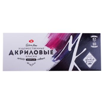 Краски акриловые Мастер-Класс, 12цв., 18мл/туба, картон