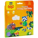 Пластилин Мульти-Пульти "Енот в лесу", 12 цветов, 180г, восковой, со стеком, картон