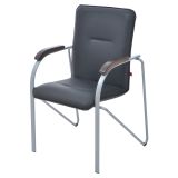 Стул Фабрикант "Самба"DO, №350, Орех (1031), AL, каркас алюм., обивка кожзам черный BOX4