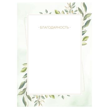 Благодарность А4, BG, мелованный картон, зеленая