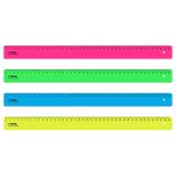 Линейка 40см СТАММ, пластиковая, непрозрачная, неоновые цвета, ассорти