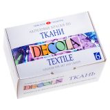 Краски по ткани Decola, 06 цветов, 20мл, картон Краски по ткани Decola, 06 цветов, 20мл, картон