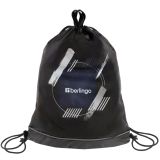 Мешок для обуви 1 отделение Berlingo "Shift", 400*480 мм, расширяющееся дно,светоотражающая лента, карман на молнии, полиэстер, черный