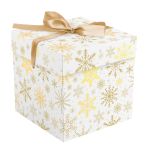 Коробка складная подарочная MESHU "Снежинка", (15*15*15см), с лентой, отд фольгой