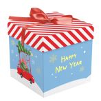 Коробка складная подарочная MESHU "Новый год", (15*15*15см), с лентой, отд фольгой