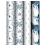 Упаковочная бумага глянц. 70*100см, MESHU "Christmas toys", 80г/м2, ассорти  4 дизайна