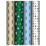 Упаковочная бумага глянц. 70*100см, MESHU "Tree pattern", 80г/м2, ассорти 4 дизайна