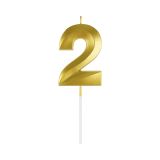 Свеча для торта с держателем MESHU "Цифра "2", 7см, золотая, блистер Свеча для торта с держателем MESHU "Цифра "2", 7см, золотая, блистер