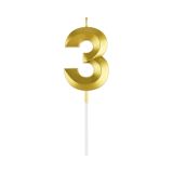 Свеча для торта с держателем MESHU "Цифра "3", 7см, золотая, блистер Свеча для торта с держателем MESHU "Цифра "3", 7см, золотая, блистер
