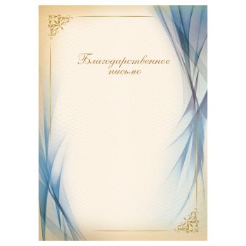 Благодарственное письмо А4, BG, мелованный картон, синее