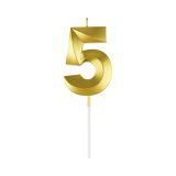 Свеча для торта с держателем MESHU "Цифра "5", 7см, золотая, блистер Свеча для торта с держателем MESHU "Цифра "5", 7см, золотая, блистер