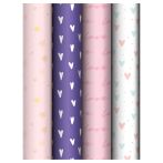Упаковочная бумага глянц. 70*100см, MESHU "Love pattern", 80г/м2, ассорти 4 дизайна