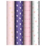 Упаковочная бумага глянц. 70*100см, MESHU "Love pattern", 80г/м2, ассорти 4 дизайна