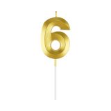 Свеча для торта с держателем MESHU "Цифра "6", 7см, золотая, блистер Свеча для торта с держателем MESHU "Цифра "6", 7см, золотая, блистер