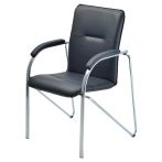 Стул Фабрикант "Самба М", DO, №350 CH, каркас металл хром, обивка кожзам черный BOX4