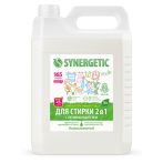Гель для стирки Synergetic, универсальный, с эффектом пятновыводителя, гипоаллергенный, концентрат, без запаха, канистра, 5л