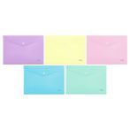 Папка-конверт на кнопке СТАММ А4, 180мкм, пластик, непрозрачный, пастельное ассорти