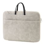Сумка для ноутбука 15,6" Först "Suede Style", полиуретан, серый, мягкий подклад, 2 отделения, молния с 3-х сторон