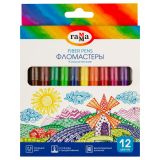 Фломастеры Гамма "Классические", 12цв., смываемые, картон. упак., европодвес Фломастеры Гамма "Классические", 12цв., смываемые, картон. упак., европодвес