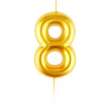 Свеча для торта с держателем MESHU "Цифра 8", 6см, золотая, блистер