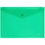 Папка-конверт на кнопке СТАММ А4, 180мкм, пластик, прозрачная, зеленая