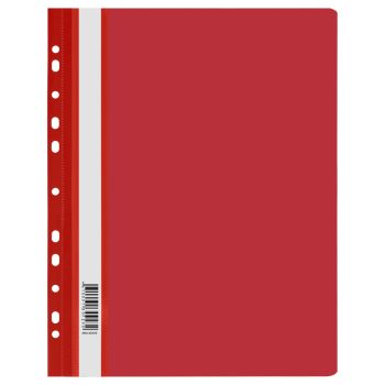 Папка-скоросшиватель пластик. перф. СТАММ А4, 120мкм, красная с прозр. верхом