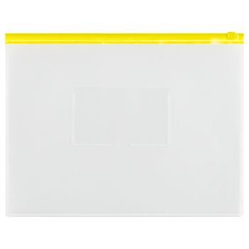 Папка-конверт на zip-молнии СТАММ А4, полипропилен, 150мкм, прозрачная, карман, молния желтая