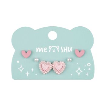 Серьги MESHU, бижутерия, розовые, 3 пары, европодвес