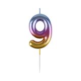 Свеча для торта с держателем MESHU "Цифра "9", 6см, градиент, блистер Свеча для торта с держателем MESHU "Цифра "9", 6см, градиент, блистер