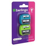 Точилка пластиковая Berlingo "Color Zone Duo", 2 отверстия, для цветных и ч/г карандашей, 2шт, блистер