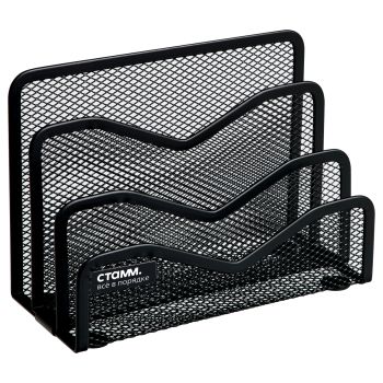 Лоток-сортер вертикальный СТАММ, металл, 3 секции, черный