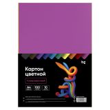 Картон цветной А4, BG, 100л., 10цв., тонированный, ассорти, 180г/м2