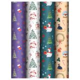 Упаковочная бумага глянц. 70*100см, MESHU "Christmas present", 80г/м2, ассорти  4 дизайна