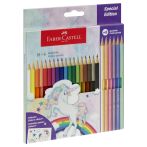 Карандаши цветные Faber-Castell "Unicorn", 18цв., шестигр., заточ.+6 паст. цв., картон, европодвес