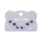 Серьги MESHU, бижутерия, синие, 3 пары, европодвес Серьги MESHU, бижутерия, синие, 3 пары, европодвес