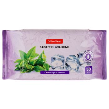 Салфетки влажные OfficeClean, 50шт., универсальные очищающие, экстракт зеленого чая Салфетки влажные OfficeClean, 50шт., универсальные очищающие, экстракт зеленого чая