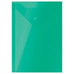 Папка-конверт на кнопке СТАММ А6 (105*148мм), 150мкм, пластик, прозрачная, зеленая
