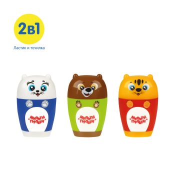 Точилка пластиковая с ластиком Мульти-Пульти 
