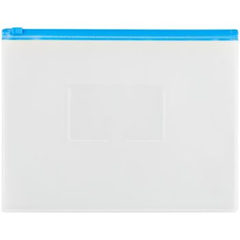 Папка-конверт на zip-молнии OfficeSpace А5, полипропилен, 150мкм, прозрачная, карман, молния синяя