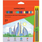 Карандаши цветные пластиковые Красин "Эволюция", 24цв.+2 ч/г HB, заточен., картон, европодвес