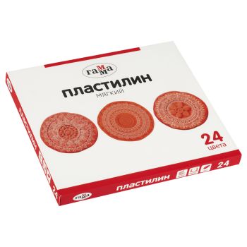 УЦЕНКА - Пластилин Гамма, 24 цвета, 480г, со стеком, картон. упаковка УЦЕНКА - Пластилин Гамма, 24 цвета, 480г, со стеком, картон. упаковка