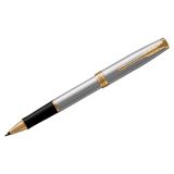 Ручка-роллер Parker "Sonnet Stainless Steel GT" черная, 0,8мм, подарочная упаковка Ручка-роллер Parker "Sonnet Stainless Steel GT" черная, 0,8мм, подарочная упаковка