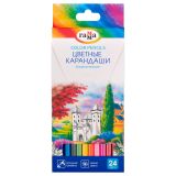 Карандаши цветные Гамма "Классические", 24цв., заточен., картон. упак., европодвес