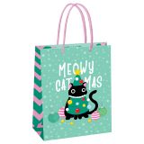 Пакет подарочный 18*23*10см MESHU "Meowy Christmas", выборочный лак, матовая ламинация