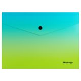 Папка-конверт на кнопке Berlingo "Radiance", А5, 180мкм, голубой/зеленый градиент