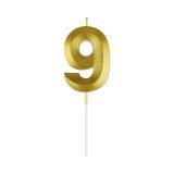 Свеча для торта с держателем MESHU "Цифра "9", 7см, золотая, блистер Свеча для торта с держателем MESHU "Цифра "9", 7см, золотая, блистер
