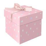 Коробка складная подарочная MESHU "Hearts", (15*15*15см), с лентой, отд. фольгой