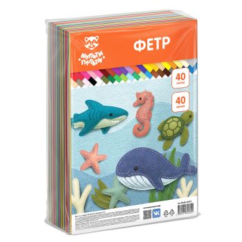 Фетр Мульти-Пульти, А4, 40л., 40цв., 1мм, мягкий